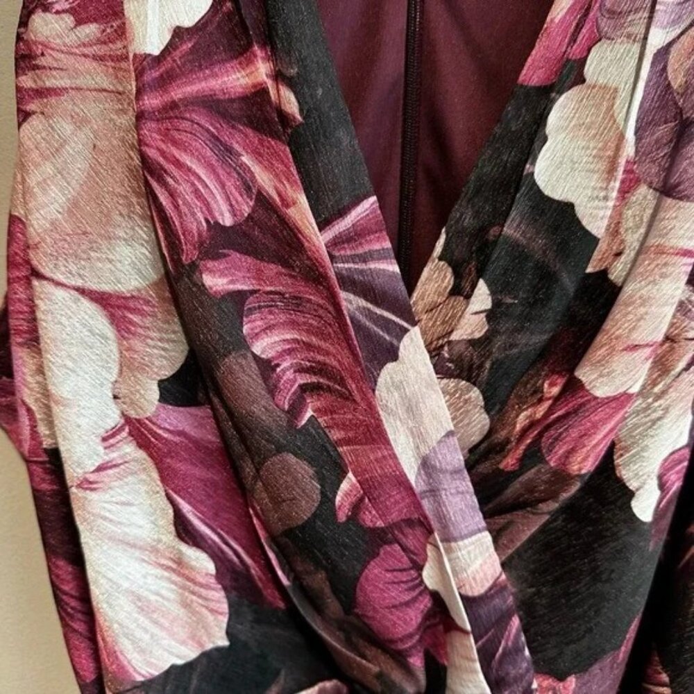 NWT London Times Pink Floral Crepe Vneck Sleeveless Dress 12 - Picture 2 of 12